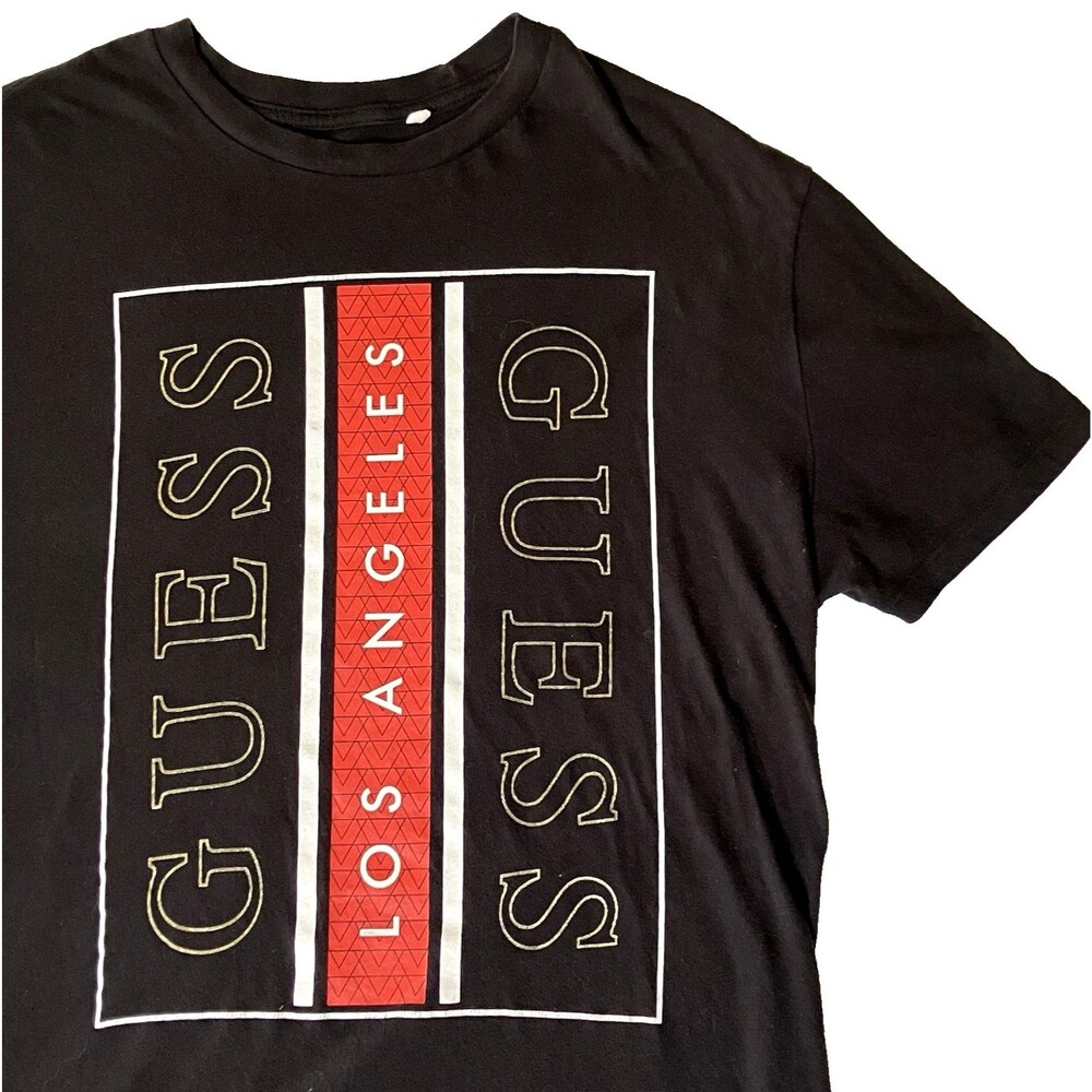 RARE Guess Vtg Y2K T Shirt Los Angeles Single Stitch S Men M L Women Black Retro